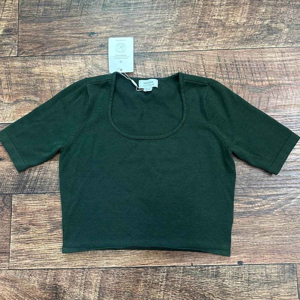 Seraphine Dark Green Ribbed Knit U-Neck Maternity & Nursing Top